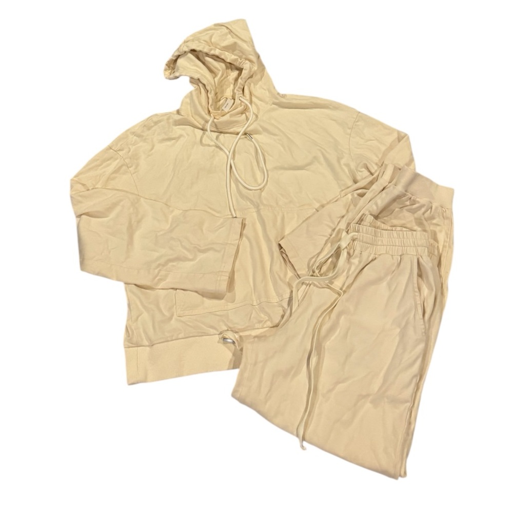 Cream Track Pants & Hoodie Set
